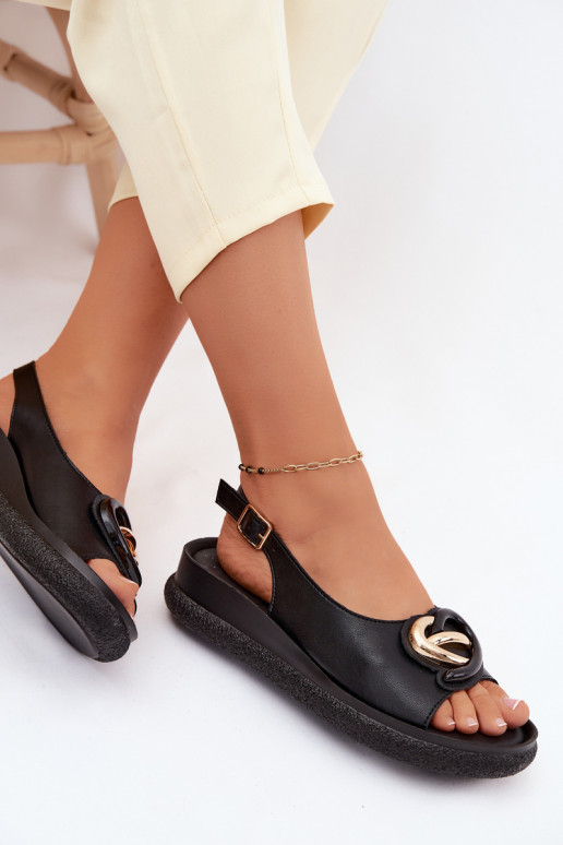 Oda Platforminės basutės su ornamentais S.Barski KV61-6047 juodos spalvos