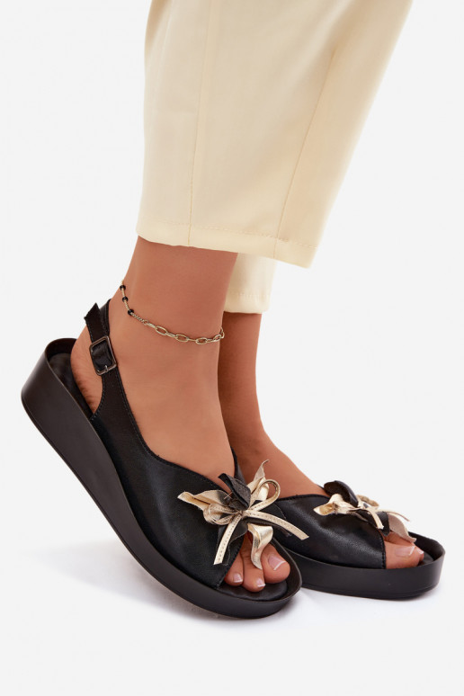 Moteriškos basutės Moteriškas su ornamentais S.Barski KV61-6045 juodos spalvos