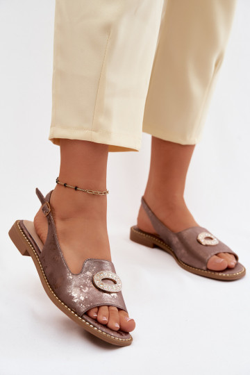 Lygiapadės basutės moterims su ornamentais S.Barski KV61-6040 rudos spalvos 2