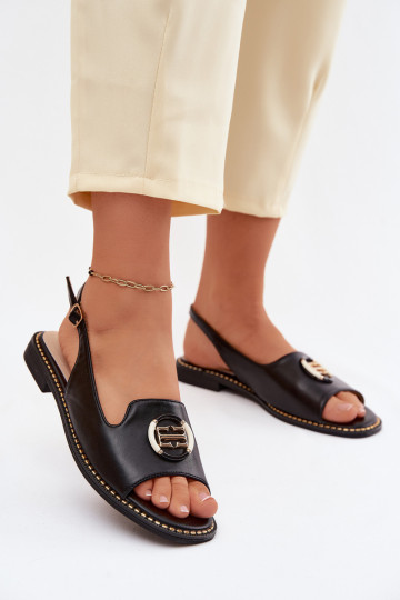 Moteriškos basutės su plačiais kulniukais su ornamentais S.Barski KV61-6037 juodos spalvos