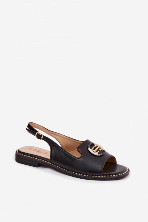 Moteriškos basutės su plačiais kulniukais su ornamentais S.Barski KV61-6037 juodos spalvos