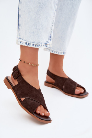 Oda Moteriškos zomšinės basutės su plačiais kulniukais D&A JC61-1001 CzekoladoĮe 2