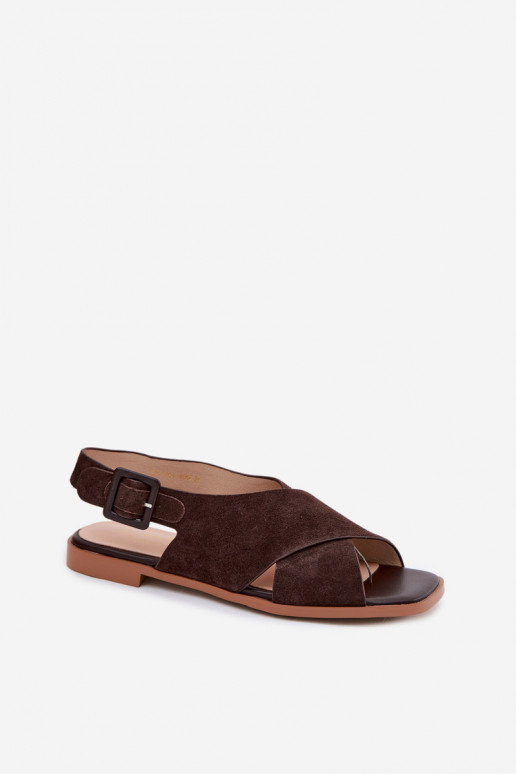 Oda Moteriškos zomšinės basutės su plačiais kulniukais D&A JC61-1001 CzekoladoĮe