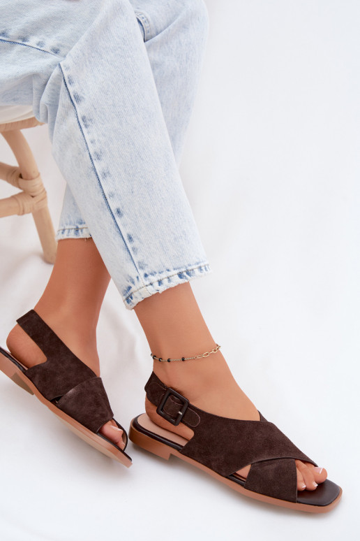 Oda Moteriškos zomšinės basutės su plačiais kulniukais D&A JC61-1001 CzekoladoĮe