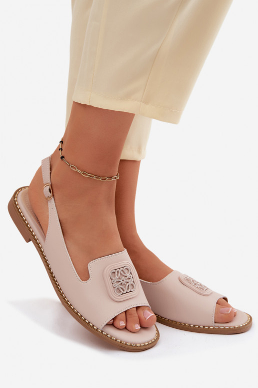 Moteriškos basutės Moteriškas su plačiais kulniukais su ornamentais S.Barski KV61-6018 Nude