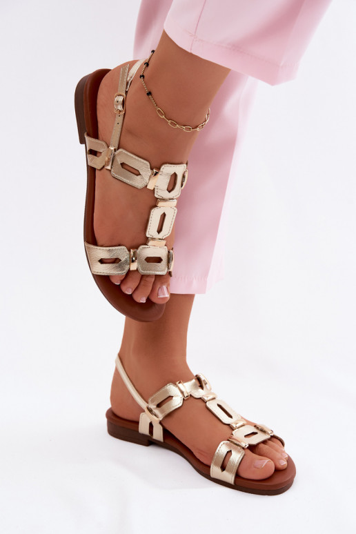 Lygiapadės basutės moterims S.Barski PL61-0903 aukso spalvos