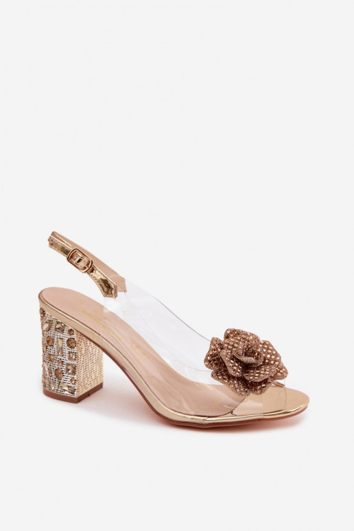 Perregimi basutės su kulniukais su spindinčiomis akutėmis D&A MR61-9013 aukso spalvos