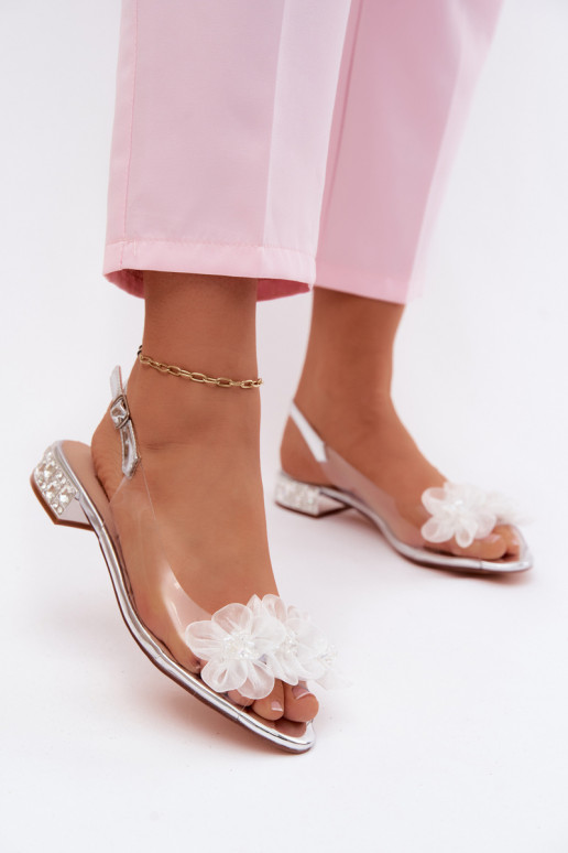 Perregimi basutės su spindinčiomis akutėmis I SiateczkoĮymi su gėlių motyvaisami D&A MR61-9006 sidabro spalvos