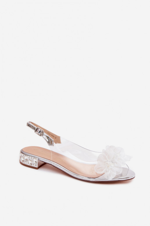 Perregimi basutės su spindinčiomis akutėmis I SiateczkoĮymi su gėlių motyvaisami D&A MR61-9006 sidabro spalvos