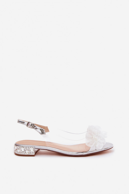 Perregimi basutės su spindinčiomis akutėmis I SiateczkoĮymi su gėlių motyvaisami D&A MR61-9006 sidabro spalvos