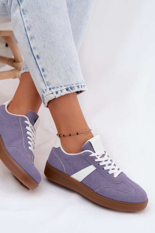 Sneakeriai su dirbtinės zomšos imitacija violetinės spalvos Calira