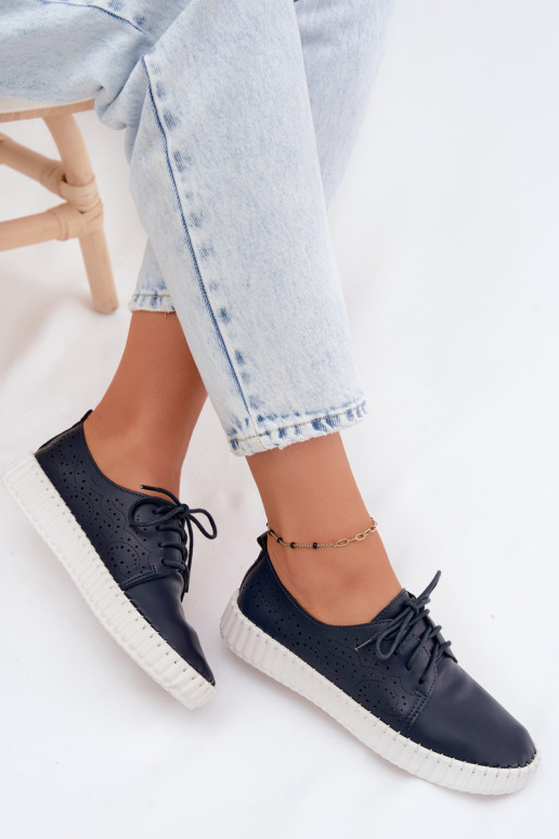 su aužūro elementais batai Moteriškas su raišteliais tamsiai mėlynos spalvos Pearla