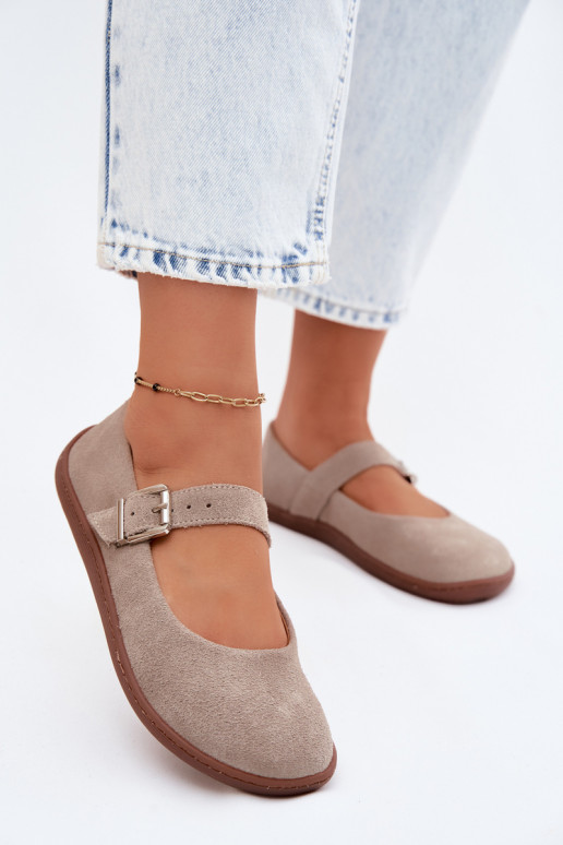 Balerinos BarefootsuĮjungtaturalnego iš zomšosu Zazoo 316 kapučino spalvos