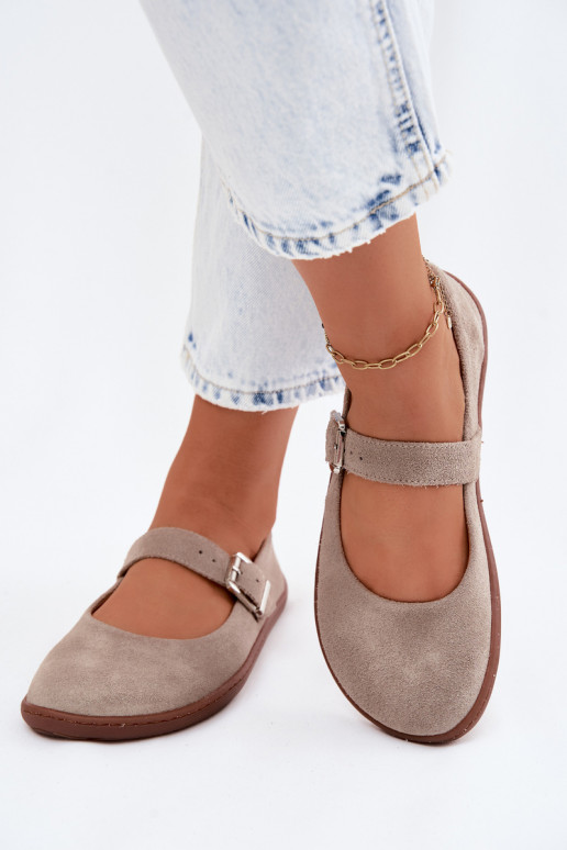 Balerinos BarefootsuĮjungtaturalnego iš zomšosu Zazoo 316 kapučino spalvos