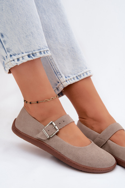 Balerinos BarefootsuĮjungtaturalnego iš zomšosu Zazoo 316 kapučino spalvos