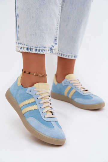 Zazoo N1068 iš zomšos Žemas Sneakers modelio batai Moteriškas šviesiai mėlynos spalvos 2