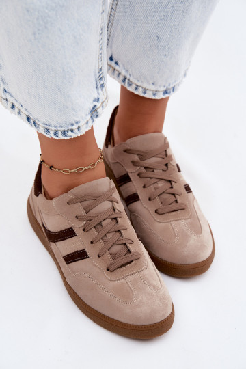 Oda iš zomšos Sneakers modelio batai Moteriškas Zazoo N1176S2 smėlio spalvos