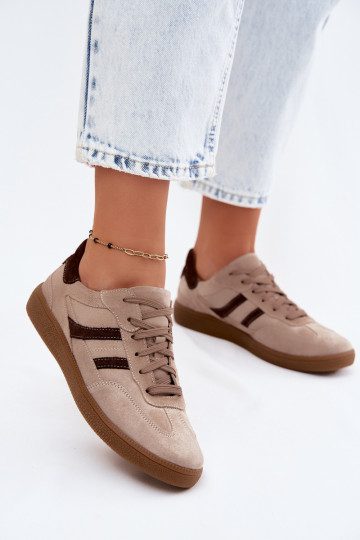 Oda iš zomšos Sneakers modelio batai Moteriškas Zazoo N1176S2 smėlio spalvos 2