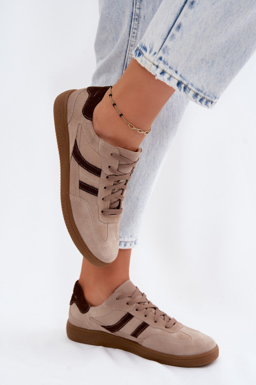 Oda iš zomšos Sneakers modelio batai Moteriškas Zazoo N1176S2 smėlio spalvos