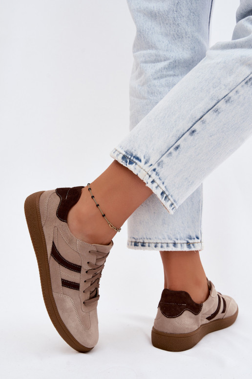 Oda iš zomšos Sneakers modelio batai Moteriškas Zazoo N1176S2 smėlio spalvos
