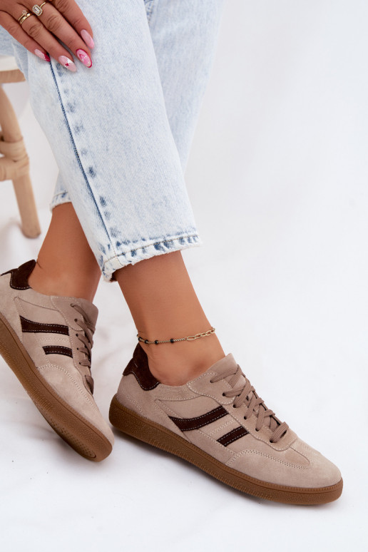 Oda iš zomšos Sneakers modelio batai Moteriškas Zazoo N1176S2 smėlio spalvos