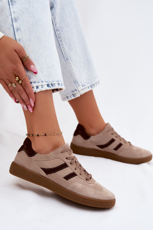 Oda iš zomšos Sneakers modelio batai Moteriškas Zazoo N1176S2 smėlio spalvos
