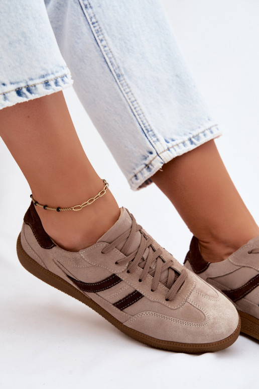 Oda iš zomšos Sneakers modelio batai Moteriškas Zazoo N1176S2 smėlio spalvos