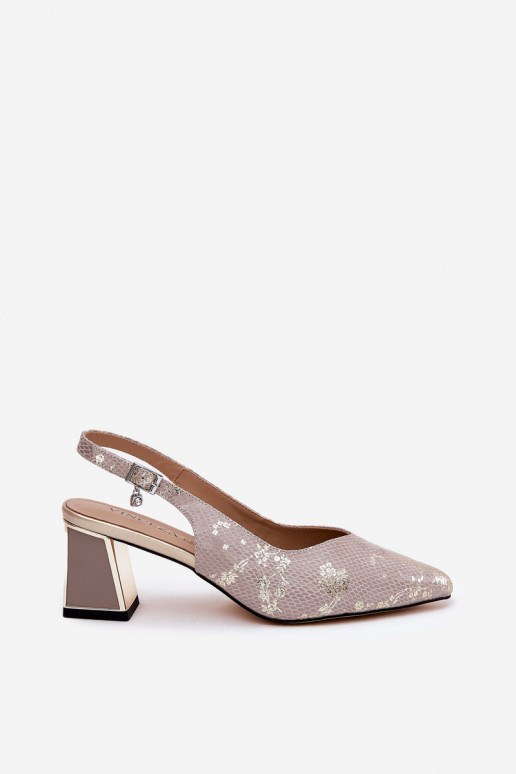Oda Moteriškos aukštakulnės basutės Ze Szpiczastymi Noskami Vinceza 66733 aukso-sidabro spalvos