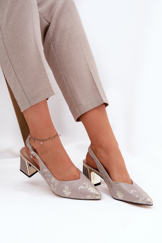 Oda Moteriškos aukštakulnės basutės Ze Szpiczastymi Noskami Vinceza 66733 aukso-sidabro spalvos