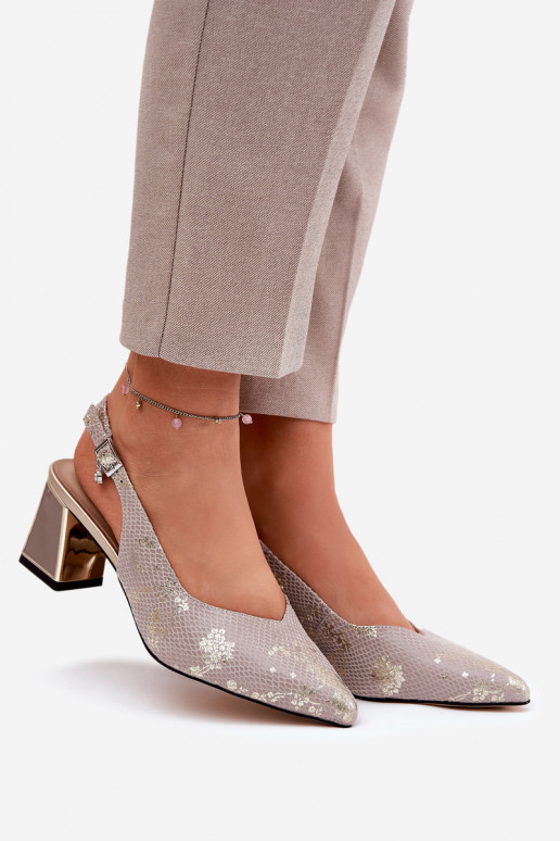 Oda Moteriškos aukštakulnės basutės Ze Szpiczastymi Noskami Vinceza 66733 aukso-sidabro spalvos