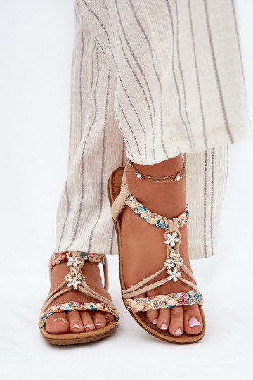 Moteriškos basutėssuPrzypinkami I Plecionymi Paskami smėlio spalvos Nusoreth 2