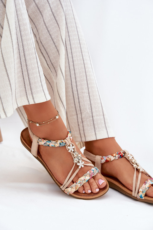 Moteriškos basutėssuPrzypinkami I Plecionymi Paskami smėlio spalvos Nusoreth