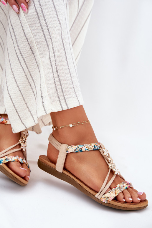 Moteriškos basutėssuPrzypinkami I Plecionymi Paskami smėlio spalvos Nusoreth