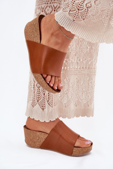 Zazoo 40291 Odinės šlepetės Moteriškas Įjungta KorkoĮym Koturnie rudos spalvos