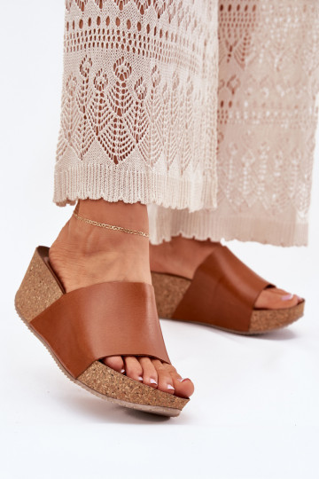 Zazoo 40291 Odinės šlepetės Moteriškas Įjungta KorkoĮym Koturnie rudos spalvos 2