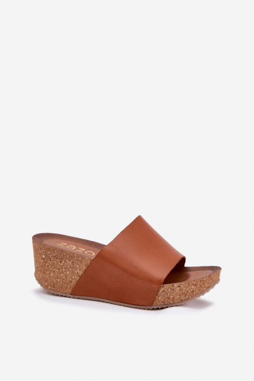 Zazoo 40291 Odinės šlepetės Moteriškas Įjungta KorkoĮym Koturnie rudos spalvos