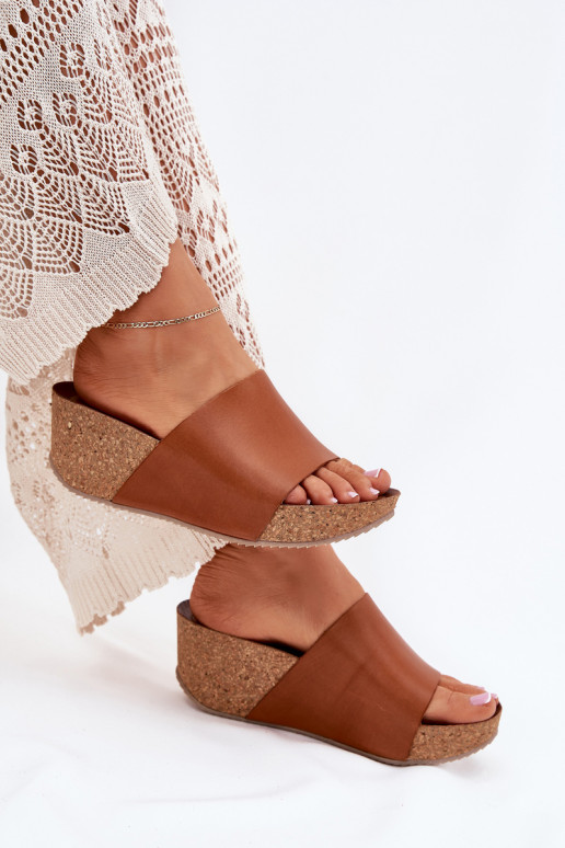 Zazoo 40291 Odinės šlepetės Moteriškas Įjungta KorkoĮym Koturnie rudos spalvos