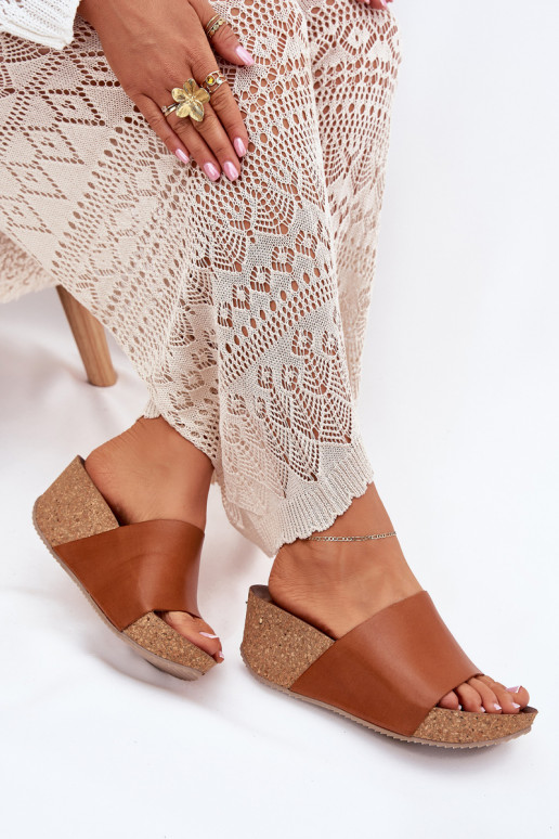 Zazoo 40291 Odinės šlepetės Moteriškas Įjungta KorkoĮym Koturnie rudos spalvos