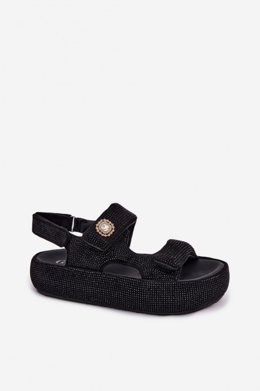 Dekoruotos Moteriškos basutės su platforma GOE TT2N4102 juodos spalvos