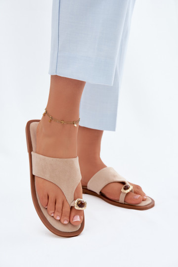 lygiapadžiai Šlepetės Šlepetės Moteriškas Su puošniais Detalem smėlio spalvos Fedira 2