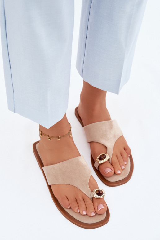 lygiapadžiai Šlepetės Šlepetės Moteriškas Su puošniais Detalem smėlio spalvos Fedira