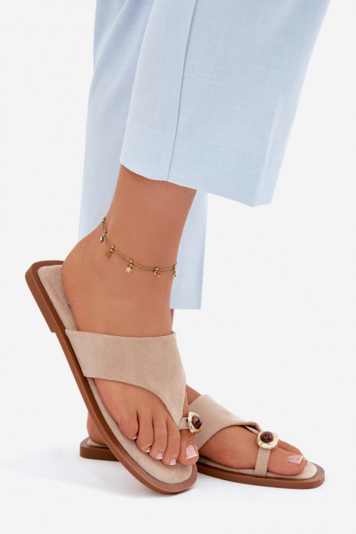 lygiapadžiai Šlepetės Šlepetės Moteriškas Su puošniais Detalem smėlio spalvos Fedira