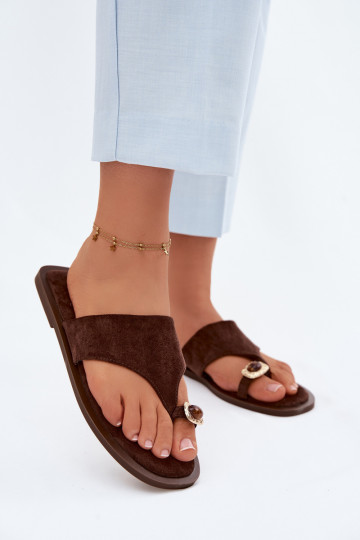 lygiapadžiai Šlepetės Šlepetės Moteriškas Su puošniais Detalem CzekoladoĮe Fedira 2