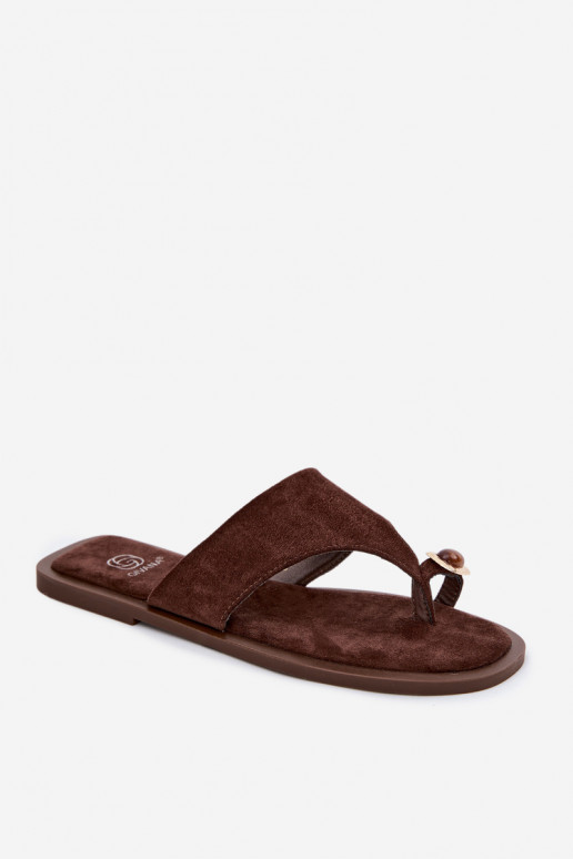 lygiapadžiai Šlepetės Šlepetės Moteriškas Su puošniais Detalem CzekoladoĮe Fedira