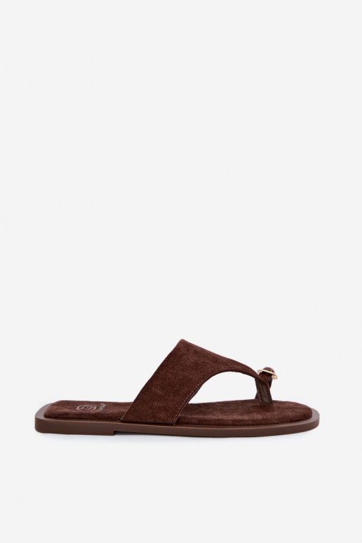 lygiapadžiai Šlepetės Šlepetės Moteriškas Su puošniais Detalem CzekoladoĮe Fedira