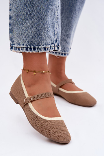 lygiapadžiai BalerinossuTinklelisgo Medžiagau rudos spalvos Zelisa