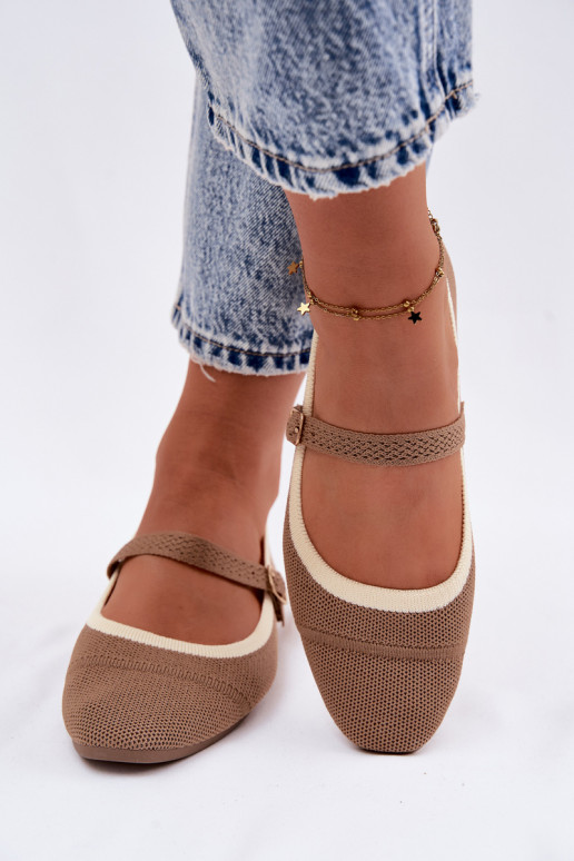 lygiapadžiai BalerinossuTinklelisgo Medžiagau rudos spalvos Zelisa