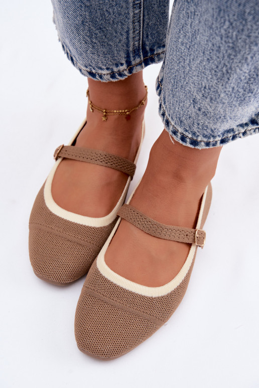 lygiapadžiai BalerinossuTinklelisgo Medžiagau rudos spalvos Zelisa