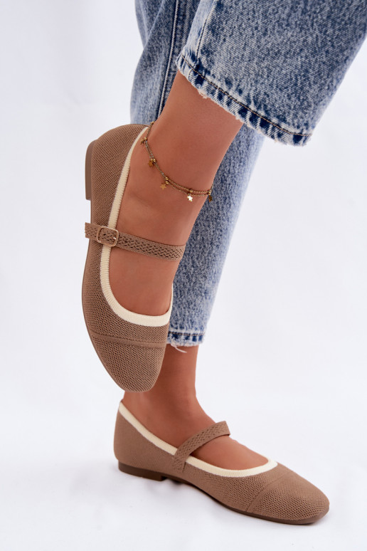 lygiapadžiai BalerinossuTinklelisgo Medžiagau rudos spalvos Zelisa