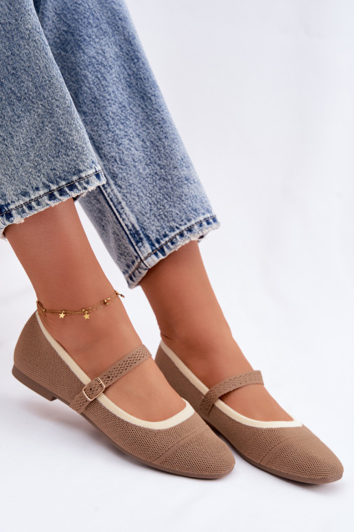 lygiapadžiai BalerinossuTinklelisgo Medžiagau rudos spalvos Zelisa